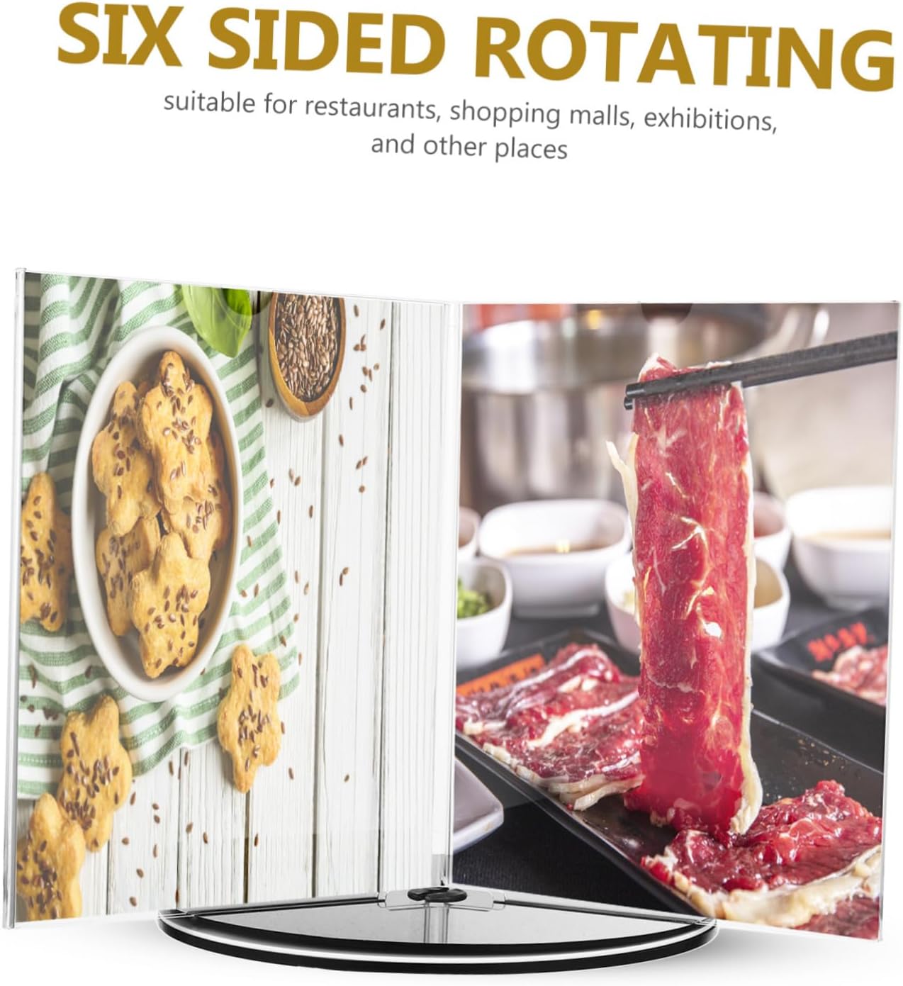 Acrylic Sign Holder for Restaurant Menu Display Desktop Rotatable Menu Stand