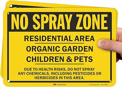 SmartSign (Pack of 2) 7 x 10 inch “No Spray Zone - Residential Area, Children & Pets, Organic Garden†Sign, 55 mil HDPE Plastic, Black and Yellow