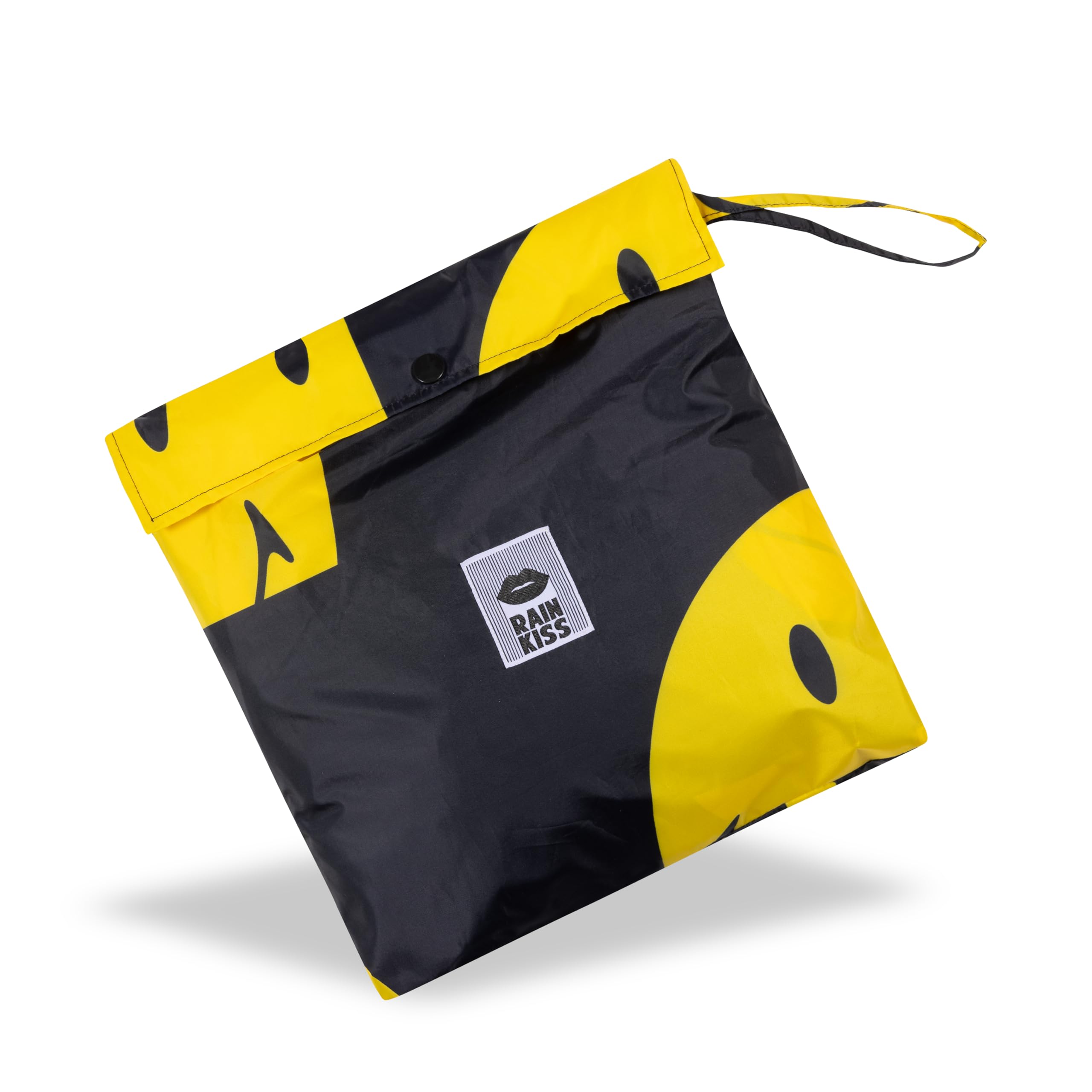 Rainkiss Poncho de pluie All Smiles, noir, jaune, Einheitsgröße Tall
