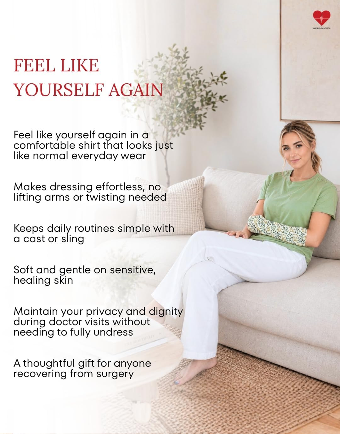 Inspired Comforts Post Shoulder Surgery Shirt for Women- Full Tearaway Adaptive Clothing