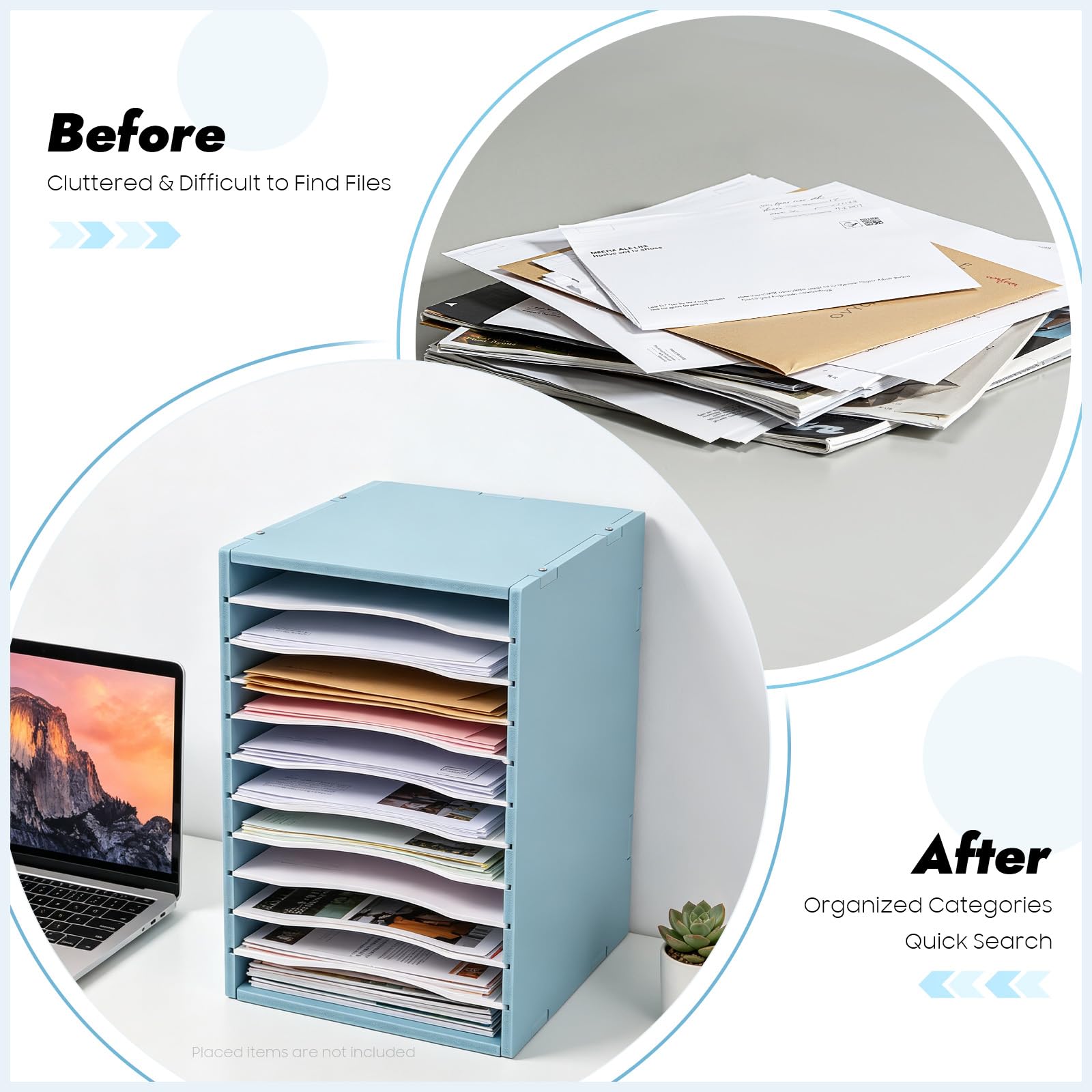 Organizador de escritorio con 11 compartimentos, color azul