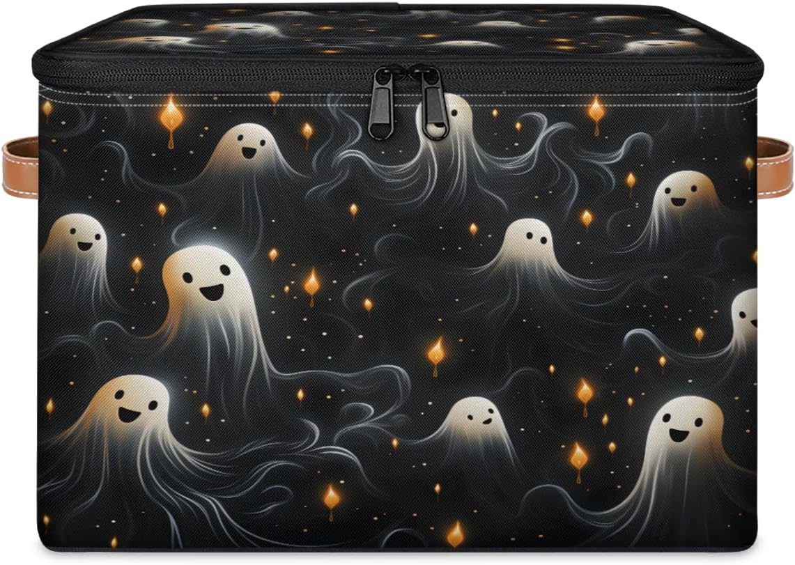 Storage Bin Set of 2 Specter Storage Basket with Zipper Lid & Handle Foldable Closet Shelf 2 Pack Cloth Organizer Basket Cube Bins Clothes Organizer for Bedroom, Nursery