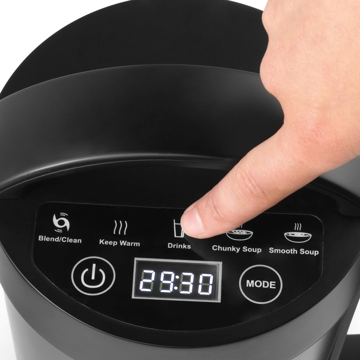 Close-up of MIN and MAX fill lines inside Petra Soup Blender jug