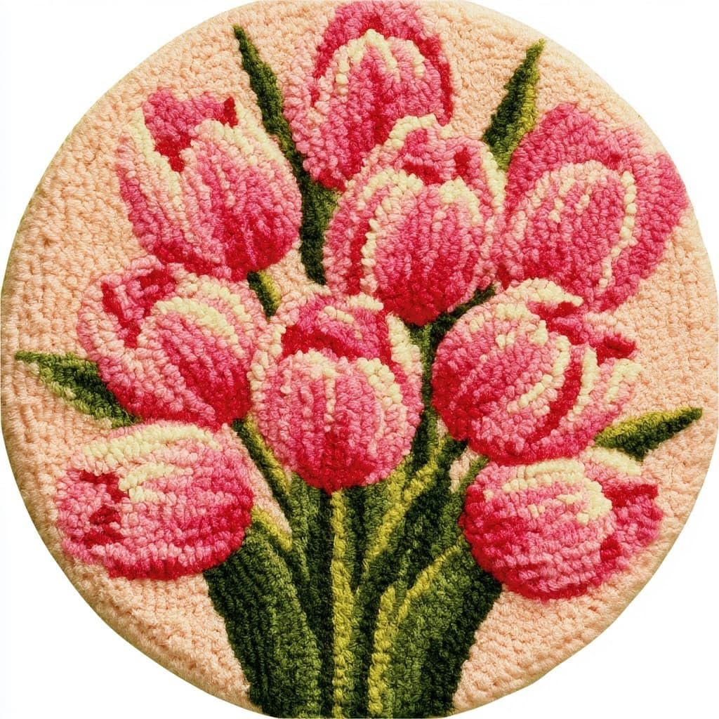 AMBATTERY Latch Hook Rug Kit Latch Hook Kits for Adults,Tulip Flowers