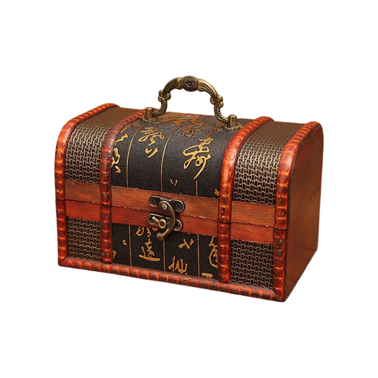 Woedpez Kids Travel Friendly Securable Oaken Jewelry Case Planner Secret Coffer Gift Concept Natural Wood Jewelry Box with Handle