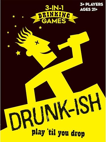 Outset Media Drunk-Ish - Juegos de beber 3 en 1, medios de comunicación de principio, juegos de fiesta para adultos, incluye 3 juegos de beber, Play