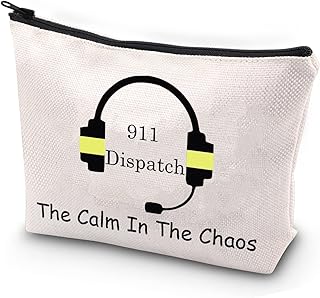 JYTAPP 911 Dispatch Makeup Bag Thin Gold Line 911 Dispatcher Gift The Calm in The Chaos 911 Operator Gift Zipper Pouch Bag 911 Emergency Dispatcher Gift