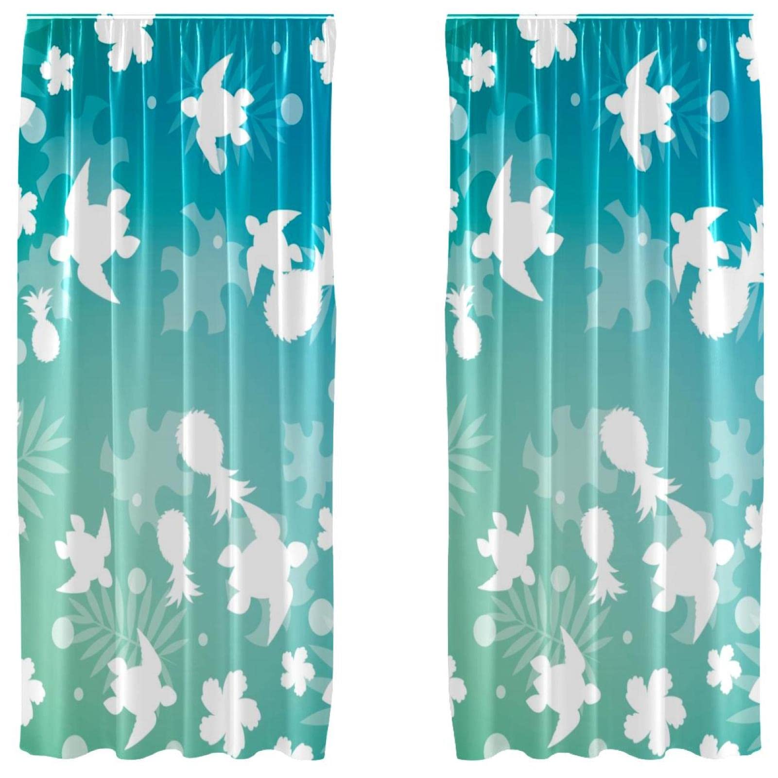 Panneaux de fenêtre fleurs aquarelle bleue pour chambre cocon