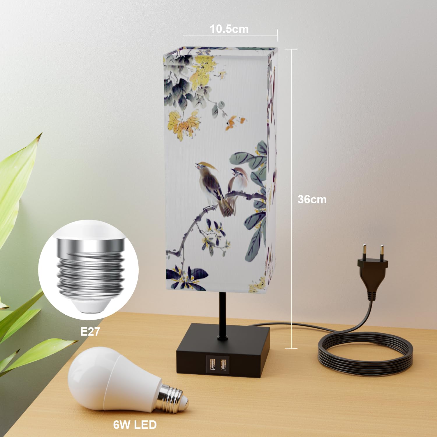 Set di 2 Lampade da Comodino Touch, Abat Jour da Comodino | Con 2 Porte di Ricarica USB, Dimmerabile, 3 Temperature di Colore, Lampada da Tavolo per Camera da Letto e, Lampadina Inclusa