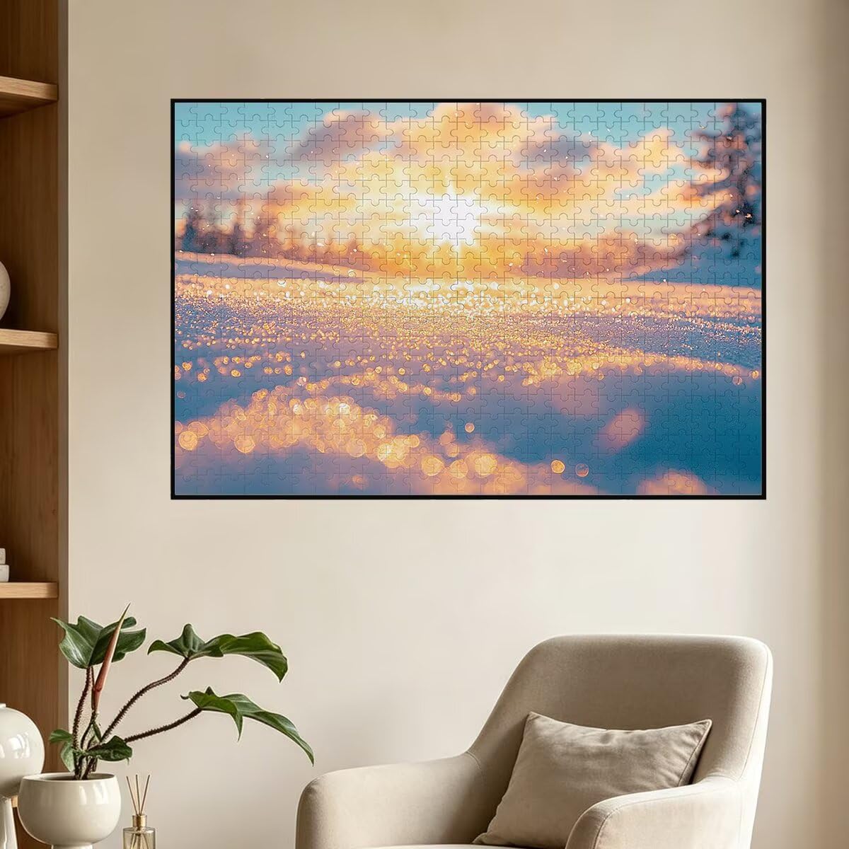 Puzzle 1500 Pieces, Puzzle Śnieg, Drewniane Puzzle 87x57cm -1516