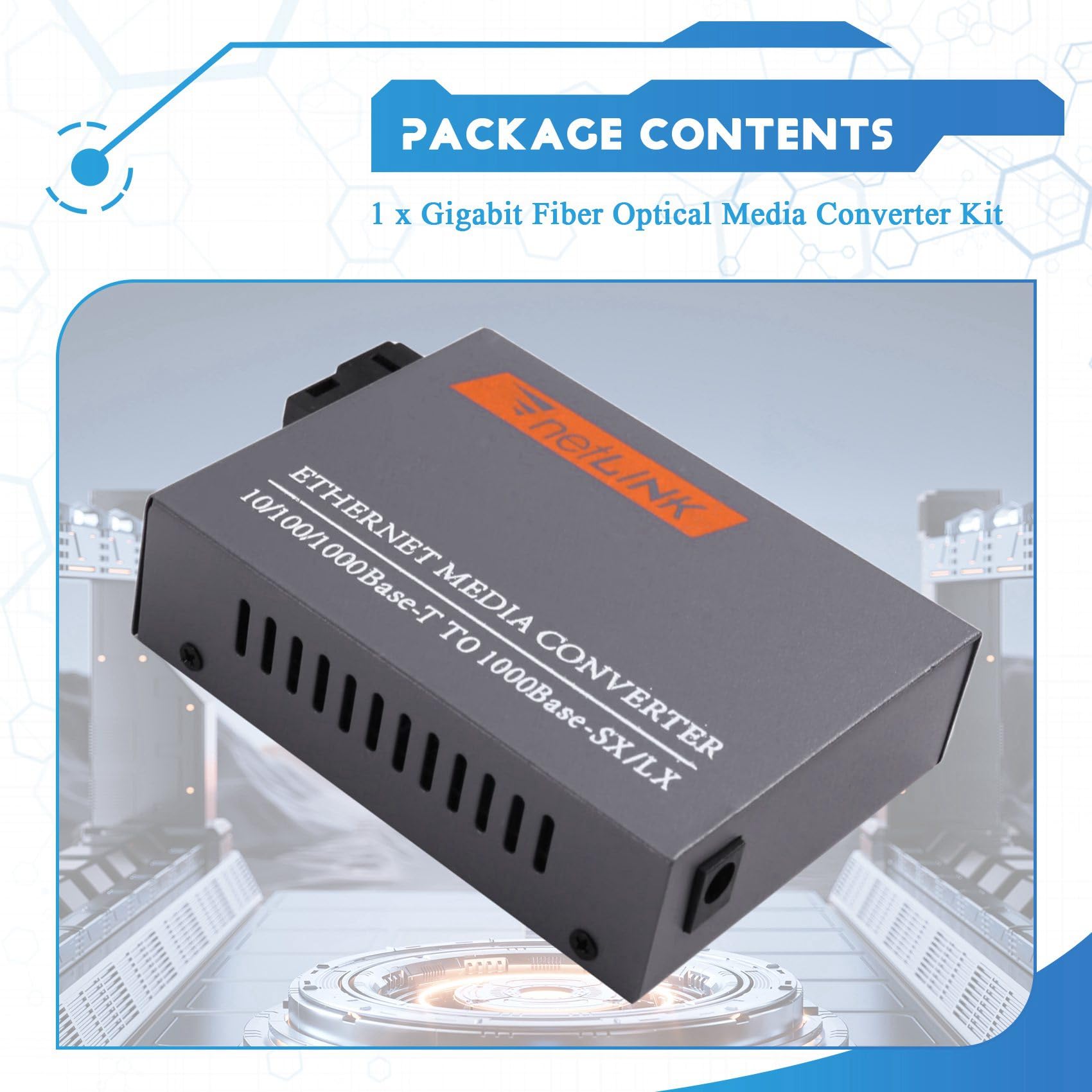 3X Convertisseur de Média Fibre Optique Gigabit -GS-03AB 1000 Mbit/S, Alimentation Externe Monomode à Fibre, Prise UE
