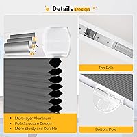 Vista 6 de Persianas Celulares Sin Cable, Persianas Opacas para Ventana para el Hogar, 22W x 48H, Plata Fría (Opaca)