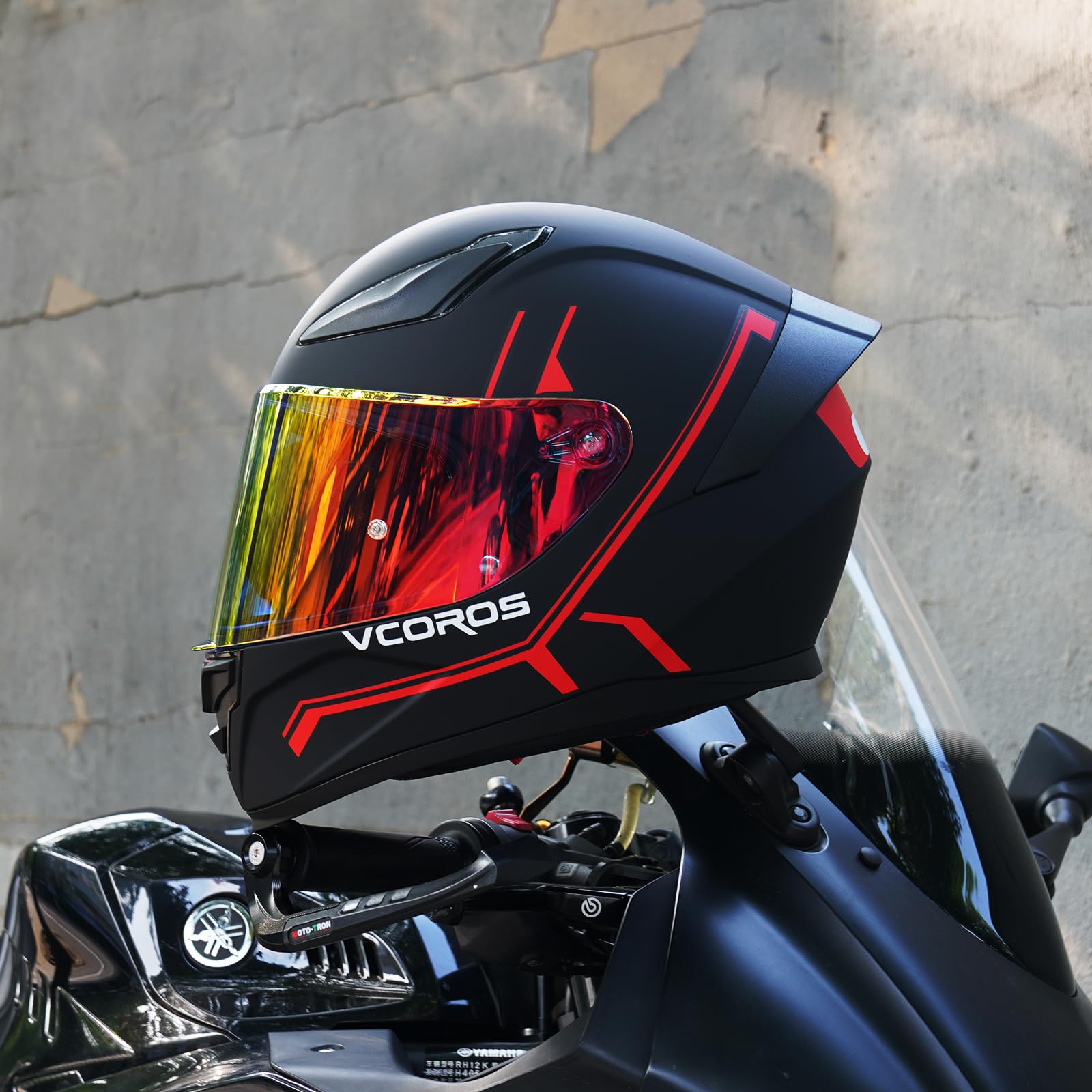 VCOROS Casco integral para adultos unisex WS-609 casco de moto con visera parasol transpirable ECE 22.06 certificado ECE 22.06 casco integral casco integral para moto scooter carreras