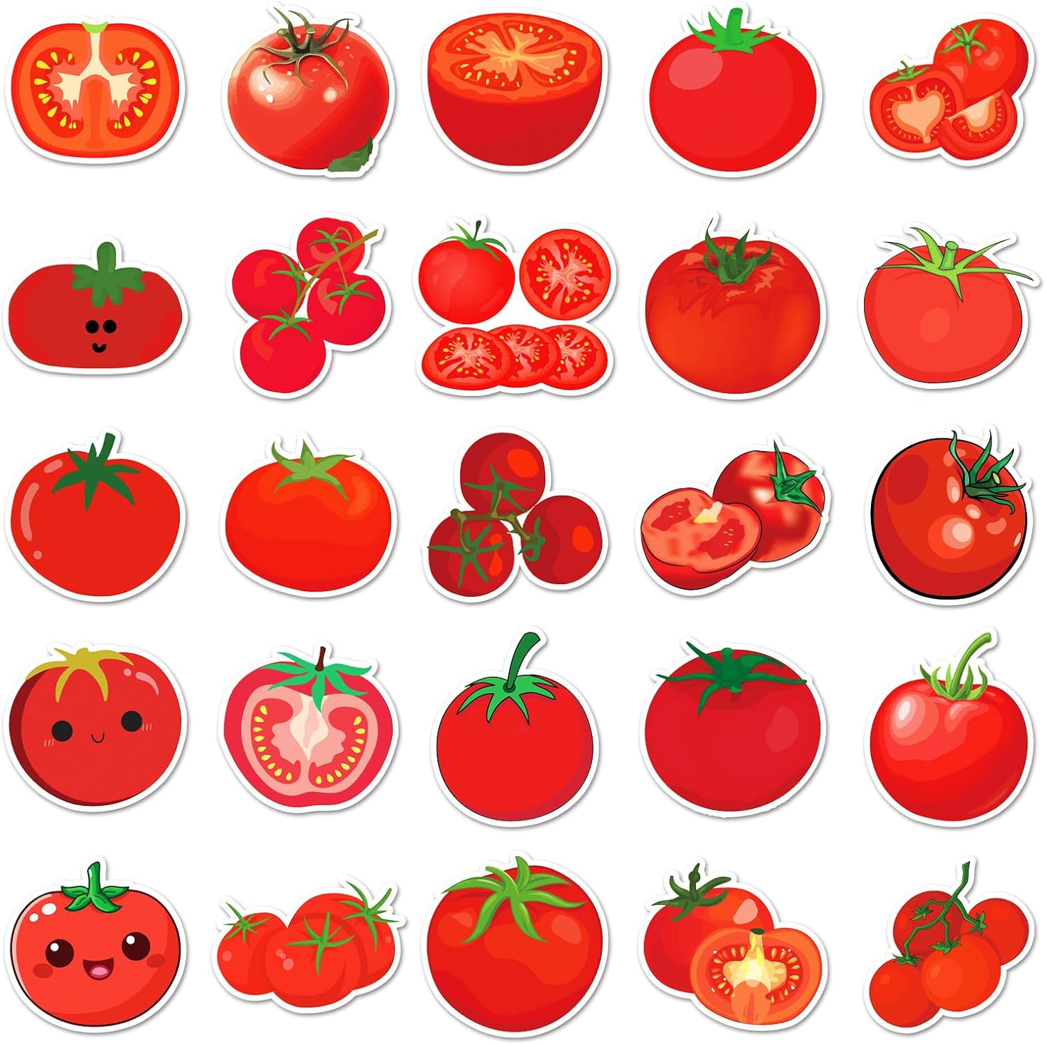 Tomato Stickers, Waterproof Vinyl Cute Vegetable Food Stickers for Journaling, Laptop, Water Bottle, Planner, Scrapbook, Phone Case, Luggage, Skateboard, DIY Decor for Kids, Vegetable Lovers