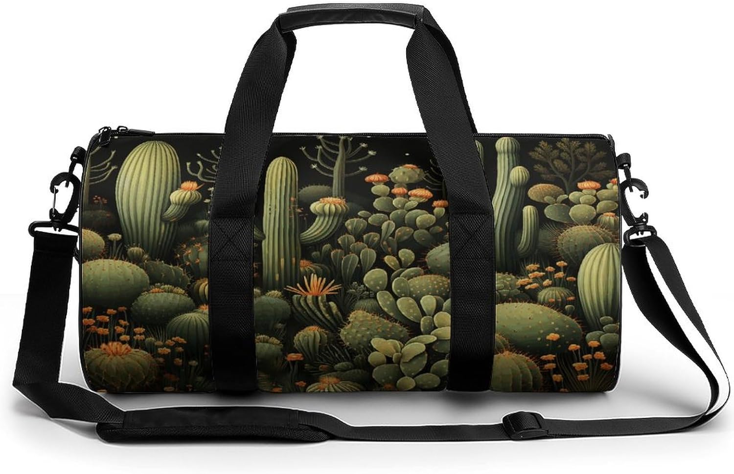 Aesthetic Sports Bag for Women Green Green Printed Duffle Travel Bag for Men Women Mini Workout Bags Cylindrical Gym Bag