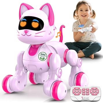 Nicmore Robot Cat Interactive Toys for Girls Remote Control Pet for Kids Age 4-6 Gifts for 3 4 5 6 7 8 Year Old Gilrs RC Toys with Touch Sensing Gestures Christmas Birthday Gift Ideas