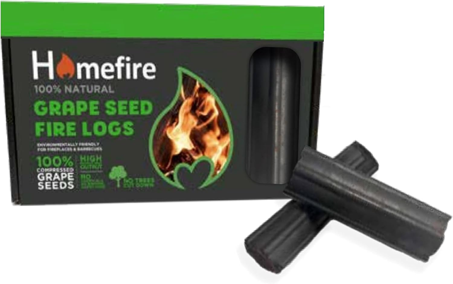 Topline Homefire Grape Seed Fire Logs Box of 12 100 Natural Grape Seed Heat Logs Solid Fuel