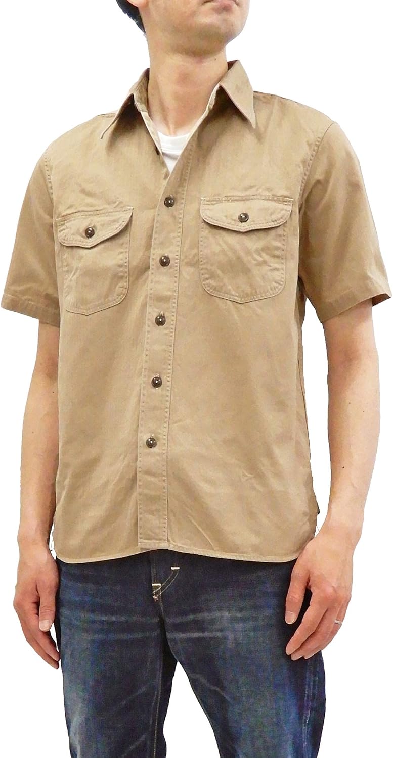 [バズリクソンズ] Buzz Rickson 無地 半袖シャツ BR38401 メンズ ヘリンボーン ミリタリー ワークシャツ