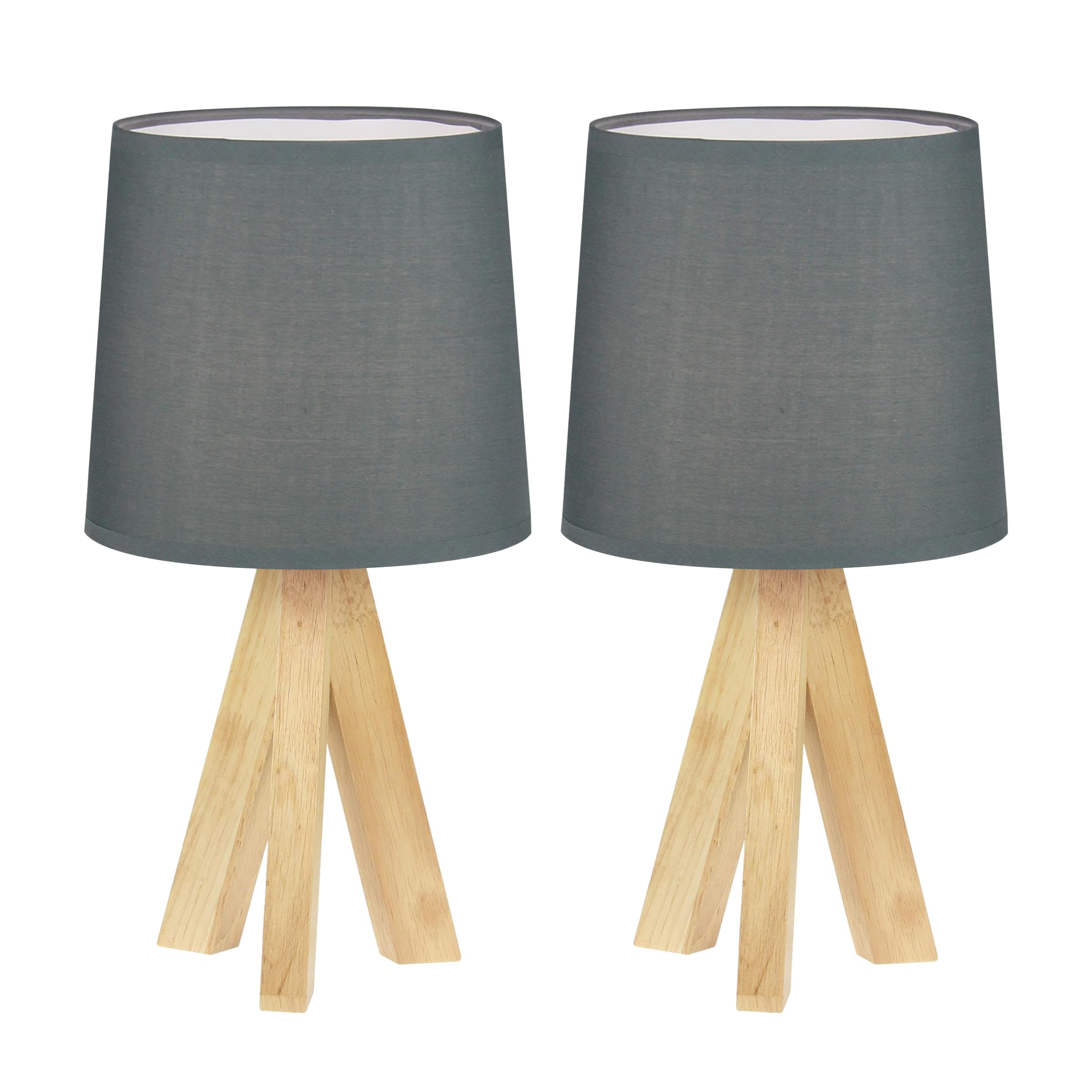 firstchoicelighting Set of 2 Hubert - Natural Wooden Tripod Lamps