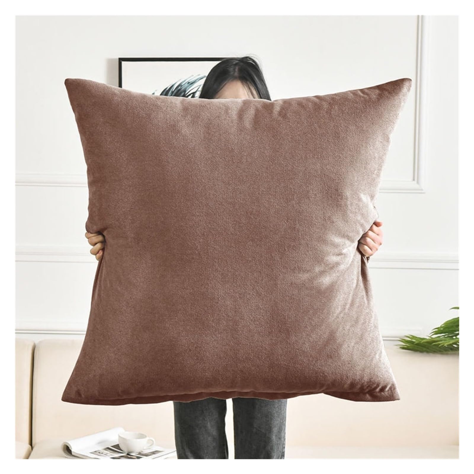 Iliemao Curry Super King Size Pillow Cases, Square Extra Large Cushion Covers 50X50,60X60,70X70,80X80 Cm Soft Pillow Cover With Invisible Zipper Decorative Pillowcases For Pillows Sofa Couch(,60X60 Cm 24X24 In