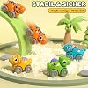 Lehoo Castle Kinderspielzeug ab 1 Jahr Montessori Spielzeug 2 Jahre Auto Spielzeug mit Parkplatz und Rutsche Lernspielzeug Geschenk für Junge 1-3 Jahre (Dinosaurier)