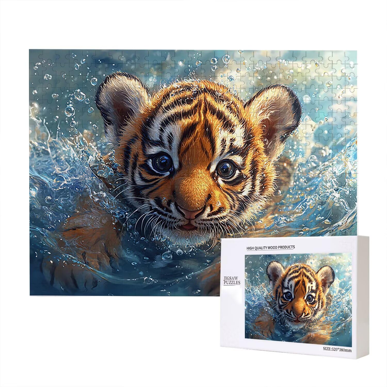 Jigsaw Puzzle, 1000 Pezzi Puzzle Classici, Animali Puzzle Rilassamento Intelligence, Mpossibile Difficile Puzzle Impegnativo per Adulti Puzzle Gioco Familiare, Regalo per Amore Amico Tigre fr0-923