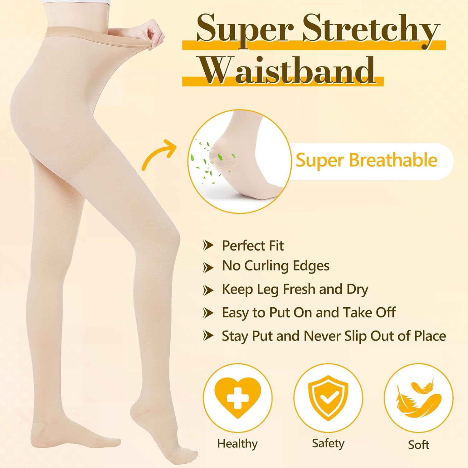 Medical Compression Pantyhose for Women Men, 20-30 mmHg Graduated Compression Tights, Closed Toe Compression Stockings, Support Hose, High Waist Compression Leggings for Varicose Veins, Edema - Image 3