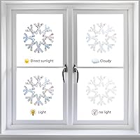 Vista 4 de GORGECRAFT 22 calcomanías de alerta de vidrio para ventana de copo de nieve, diseño de flor, arco iris, anticolisión, para pájaros, estrella