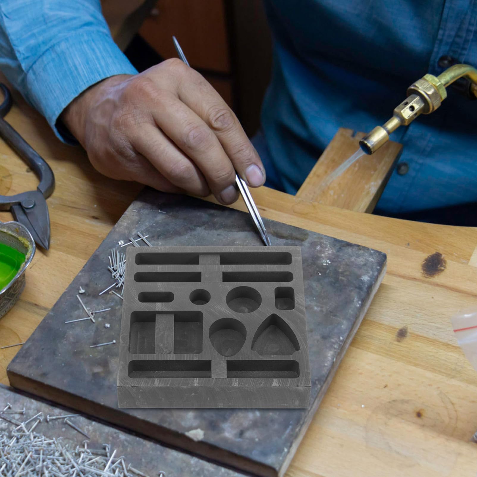 HOMSFOU Stampo in Grafite, Lingottiera Nera per Rame e Metalli, Forma Originale, Resistente alla Corrosione per Studio e Insegnamento