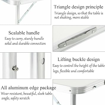 ZanGe 60cm Small Foldable Computer Desk Writing Study Folding Table No-Assembly Space-saving Desk for Bed, Computer-Desk Office-Desk Laptop Table Portable, White