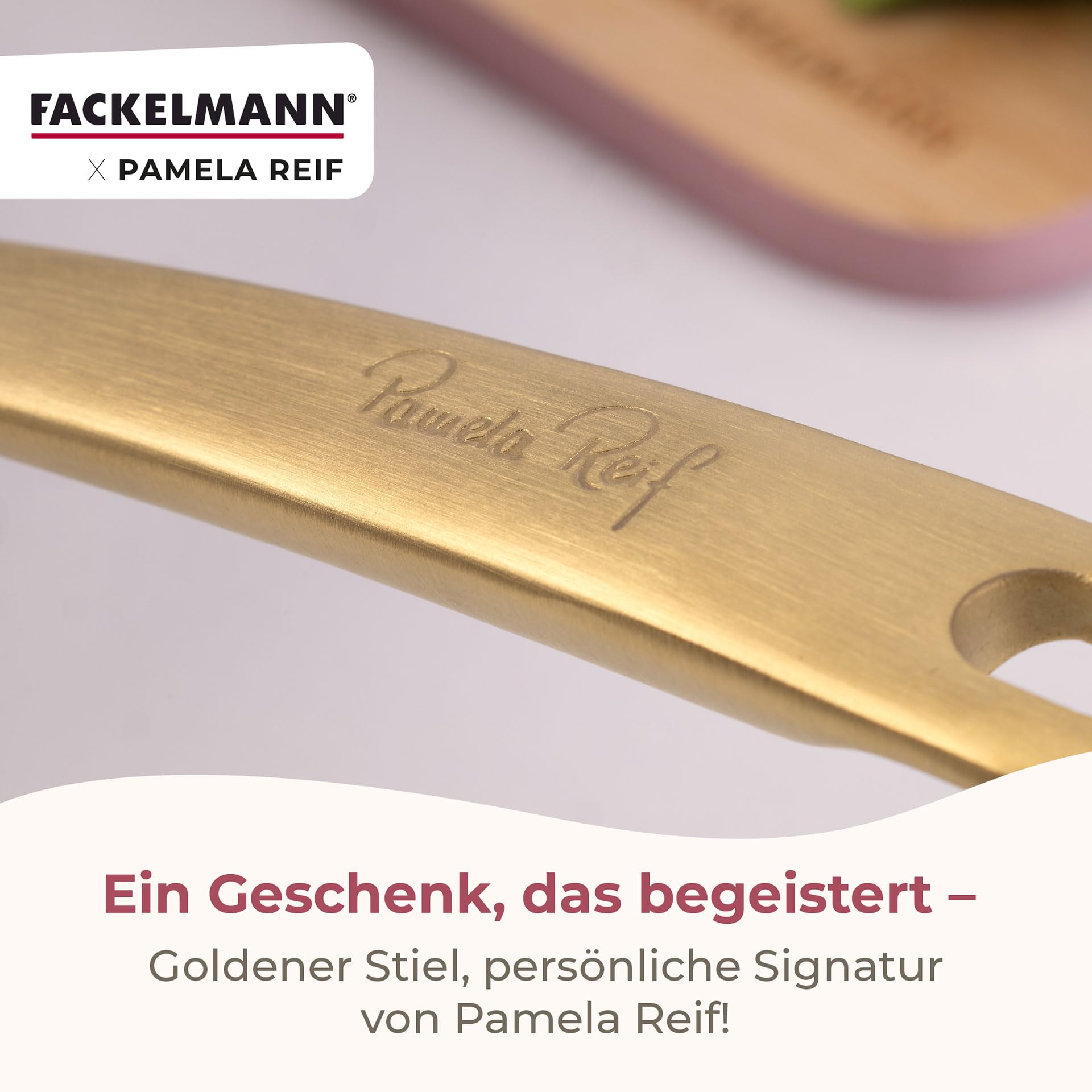 Fackelmann x Pamela Reif 10-teiliges Topf- und Pfannen-Set – gepresstes Aluminium, pastell beige, inkl. Pfannenschutz, für alle Herdarten geeignet
