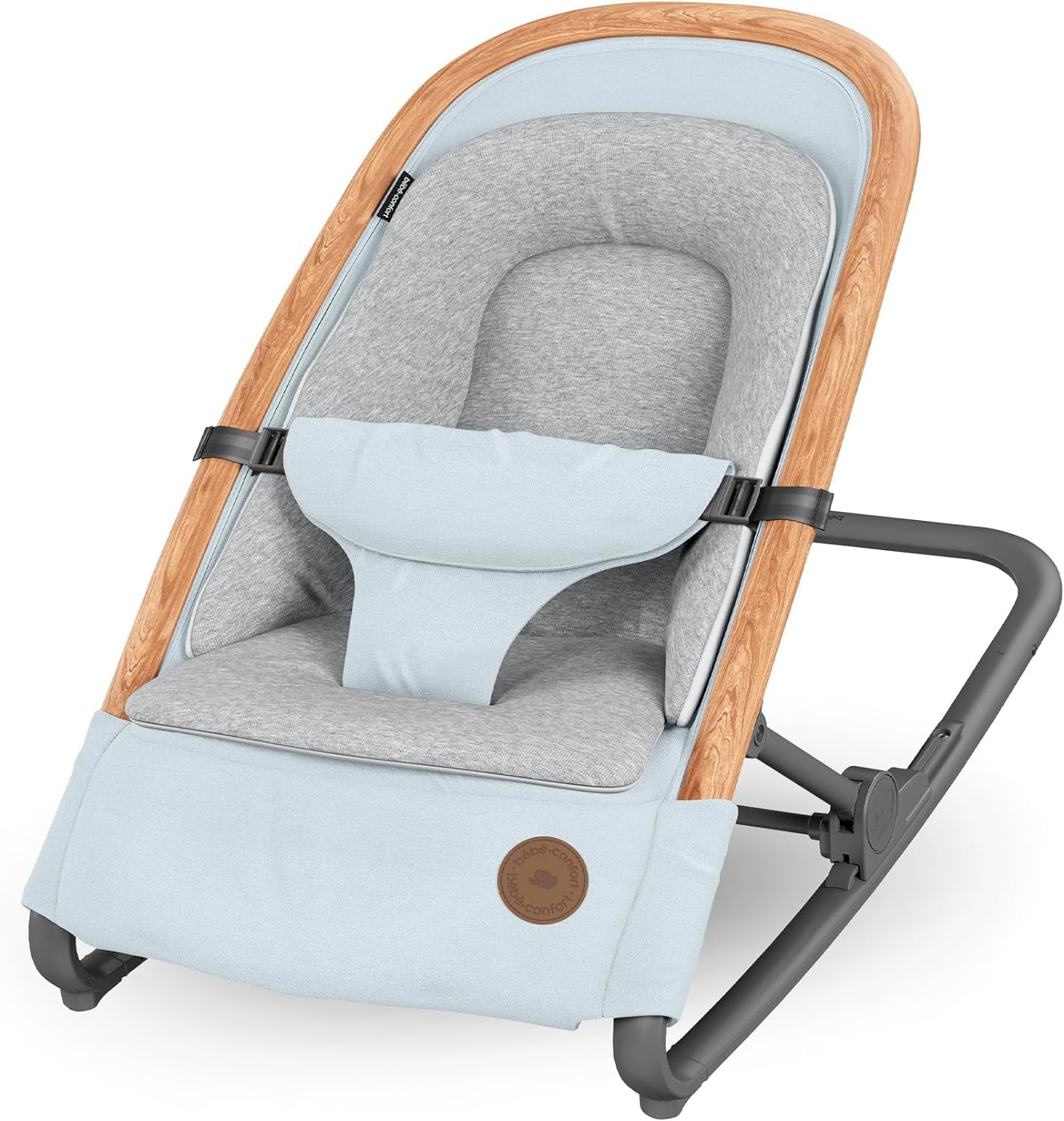 Maxi-Cosi Kori Hamaca Bebé 2 en 1, 0-6 meses, máx. 9 kg, balancin bebe, 3 posiciones de reclinación con una sola mano, ligera y compacta, arnés Easy-in, Essential Grey