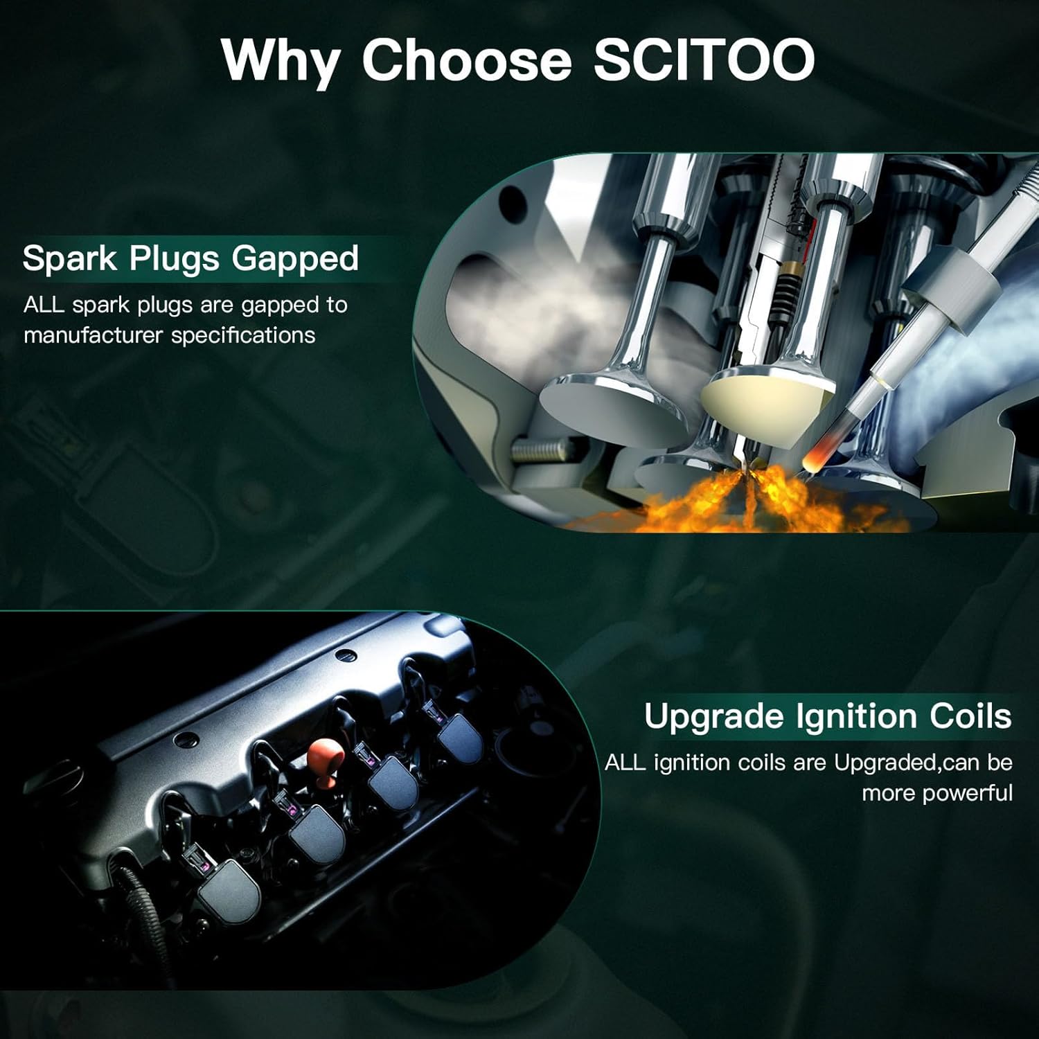 SCITOO 6 ignition coils with 6 iridium Spark Plugs for Nissan for