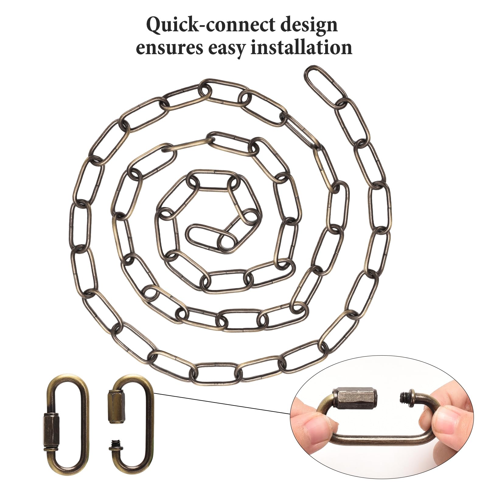 Chandelier Chain 6/10/15 Feet SANGLE SOPFFY Light Fixture Chain for Chandelier or Swag Light Fixtures,Lighting Chain Extension with Link Locks, Plant Hanging Chain(Bronze, 6 Feet) — Amazon image 3