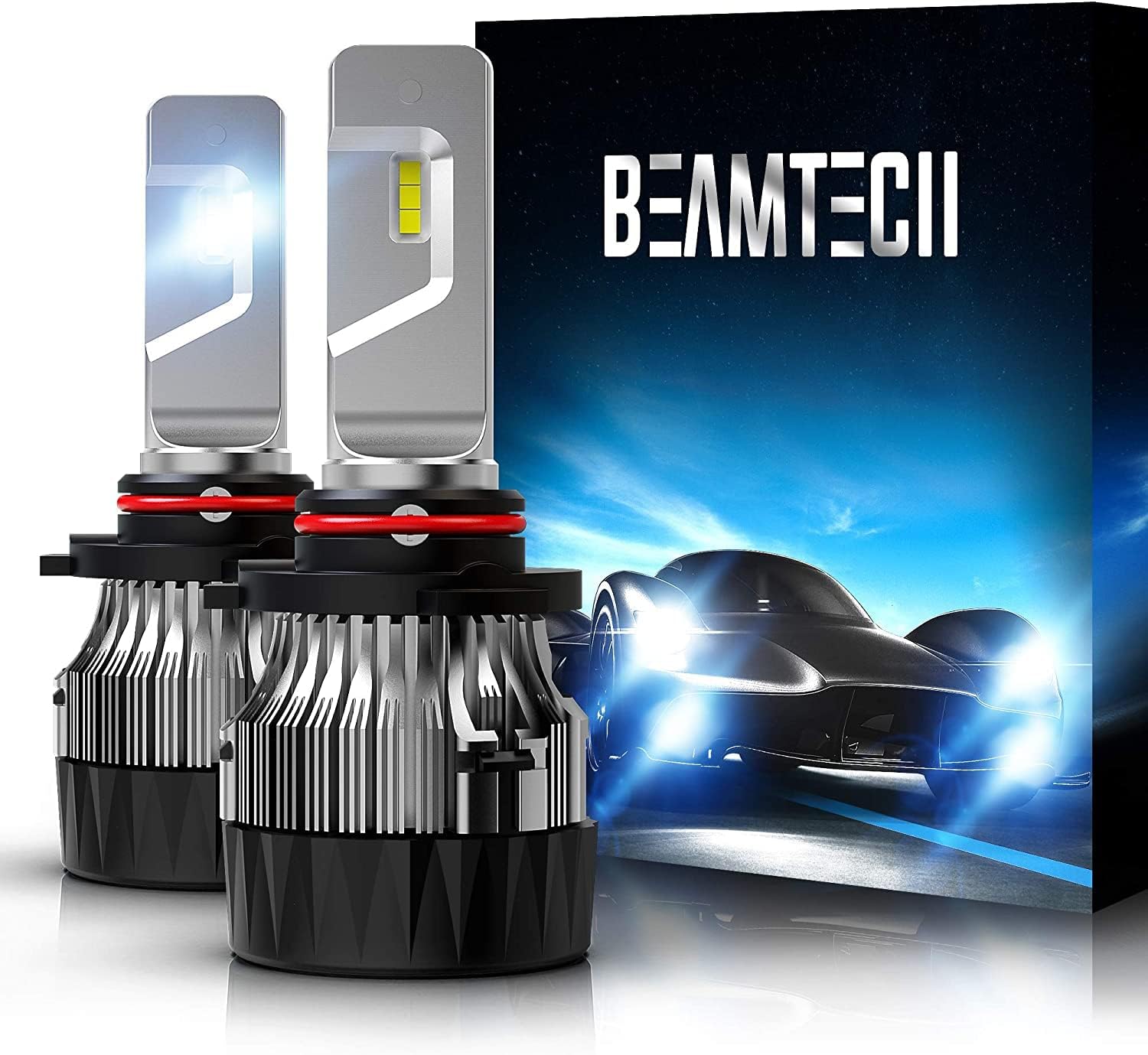 BEAMTECH 9005 LED Headlight Bulbs, 16000LM 70W 30mm Heatsink Base CSP Chips HB3 6500K Xenon White Extremely Super Bright Conversion Kit of 2 Halogen Replacement
