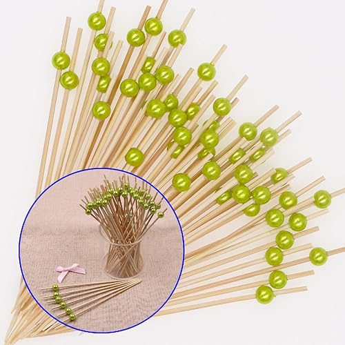 Miniatura 6 de YIPING 100 palillos de dientes en forma de flor, palillos circulares de cóctel de bambú, adecuados para pasteles de frutas, postres, aperitivos,