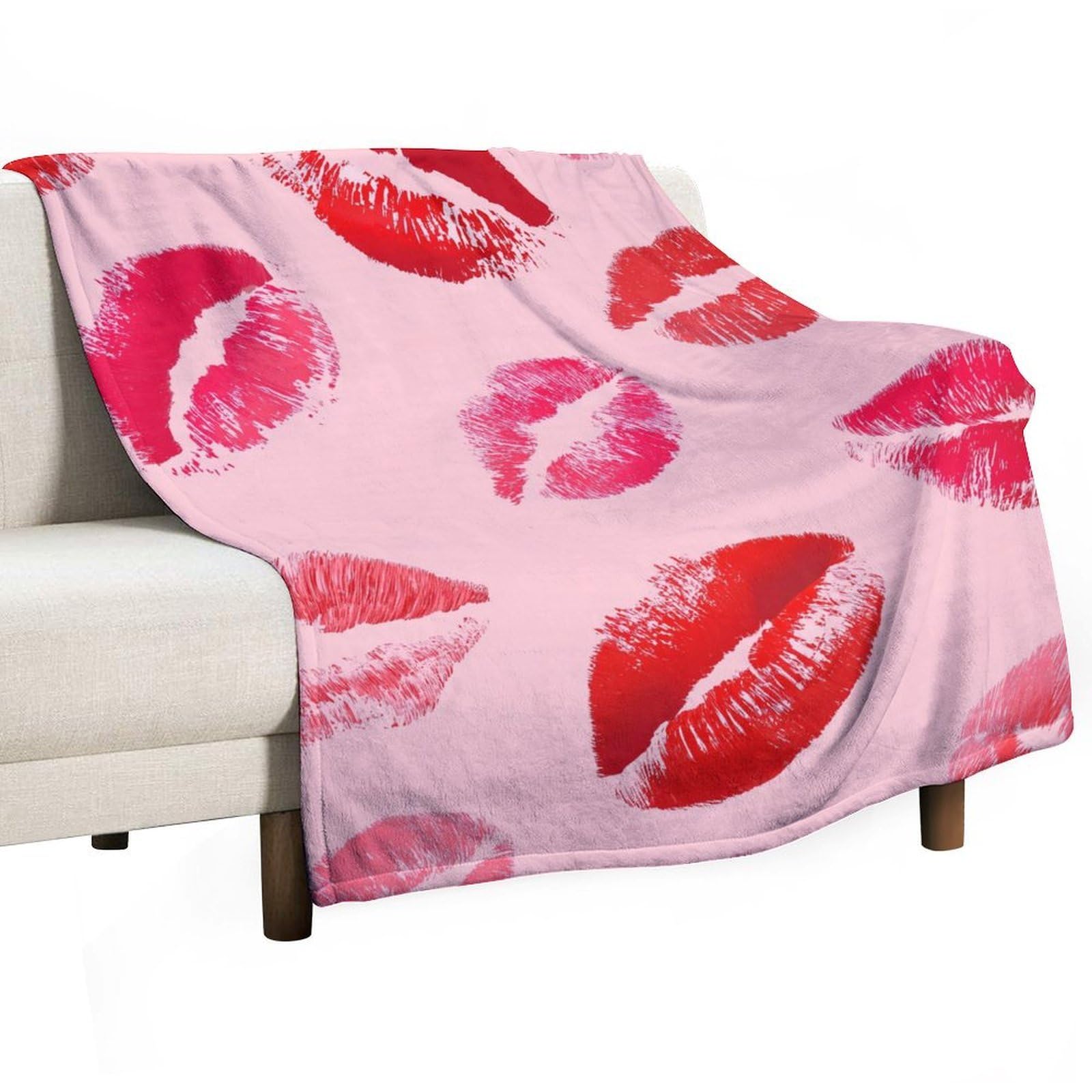 Jubonexis Women Lips on Pink Girly Coquette Anti Pilling Throw Blankets Cozy Durable Blanket for Bedroom Living Rooms Couch Sofa Bed 50"x60"