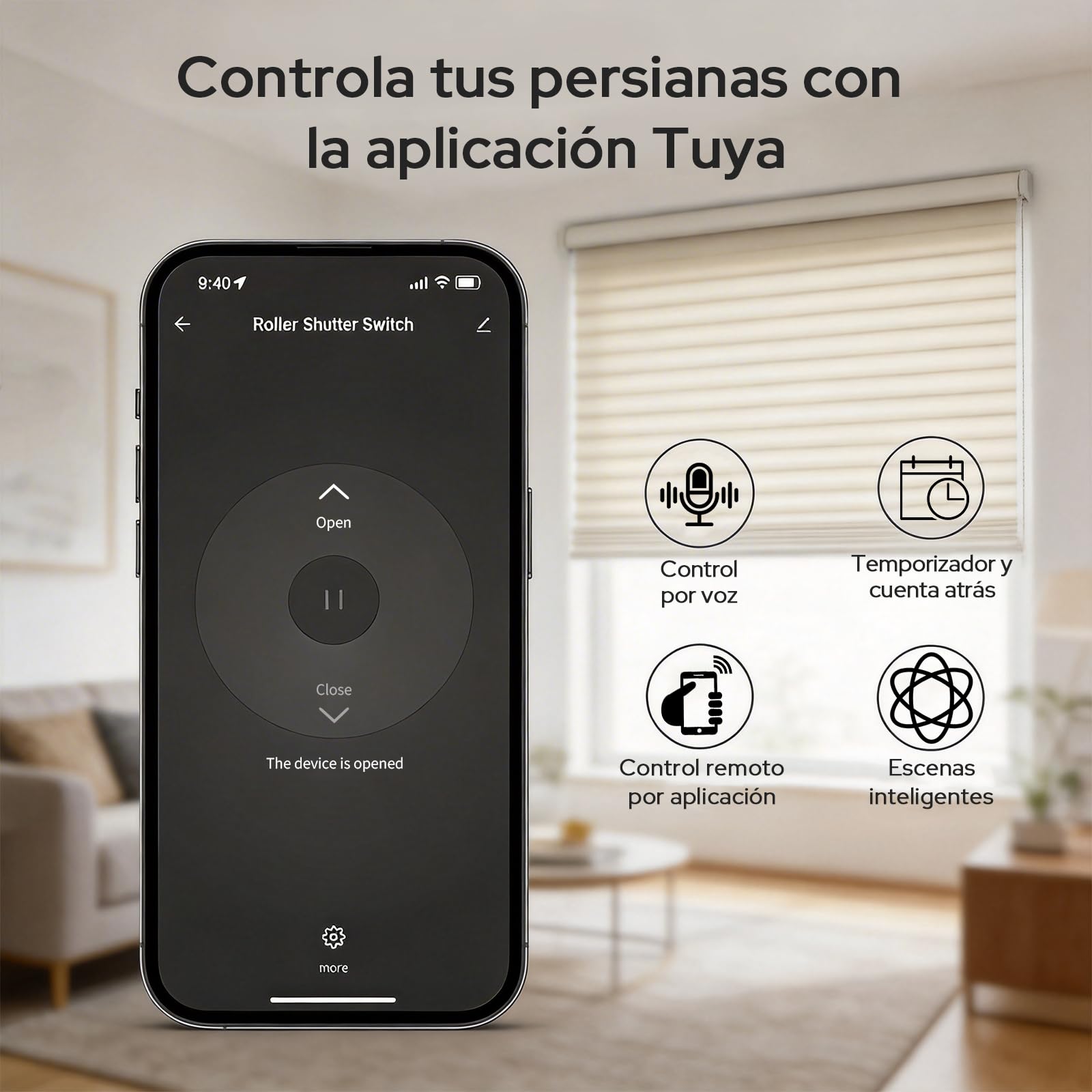 LoraTap Interruptor ZigBee de 4 unidades para persianas - Control de hogar inteligente para persianas y cortinas de 380W, compatible con Alexa, requiere hub