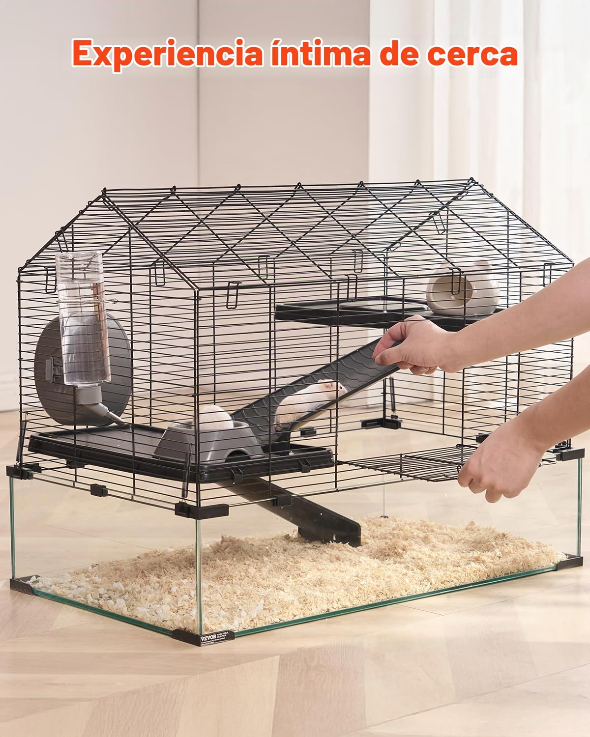 VEVOR Jaula para Hámster 75x44x61 cm Transparente con Visión de 360° Jaula para Animales Pequeños Jaulas Ventiladas con Puerta Frontal Casa Portátil para Hámsteres, Ratas, Conejillos de Indias