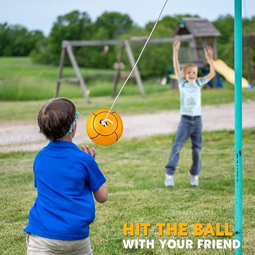 Miniatura 4 de Shappy Juego de pelota de tetherball suave y cuerda de goma, juego de Tetherball de repuesto, equipo de Tetherball con cuerda duradera para niños y