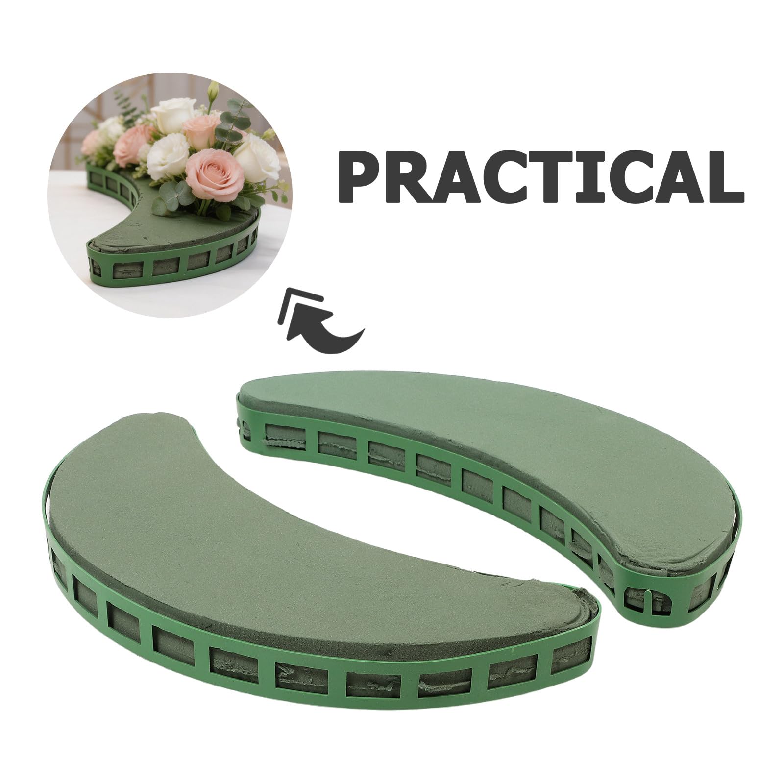 2 paia di gabbie in spugna floreale con ventosa - Supporto per composizioni floreali a forma di mezzaluna, blocco umido per decorazioni fai da te per auto da matrimonio, fissaggio di bouquet