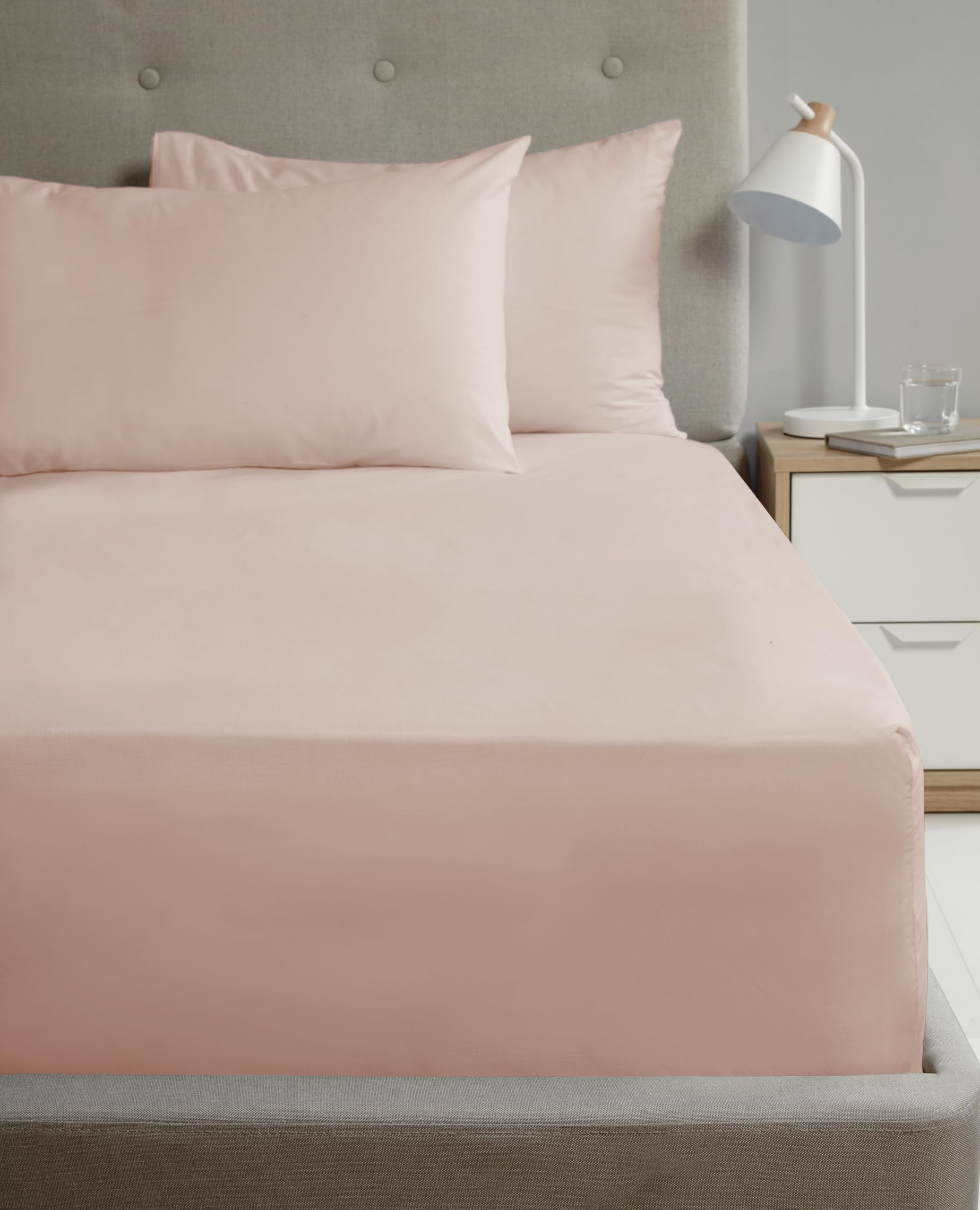 Rapport Home Single Fitted Sheet Pink Percale Bed Sheet