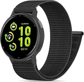 20mm Nylon Hook and Loop Band Compatible with Garmin Vivoactive 5/ Vivoactive 6/ Vivoactive 3, Soft Breathable Sport Strap for Forerunner 645/55/165/165 Music/158/245/245M Music Women Men