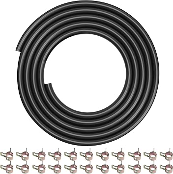 Eunice 1/4 Inch ID Fuel Line Hose 10 Feet for Kawasaki Kohler Briggs & Stratton Small Gas Diesel Powersports Engines and Generators with 22 Pcs 2/5" ID Hose Clamps