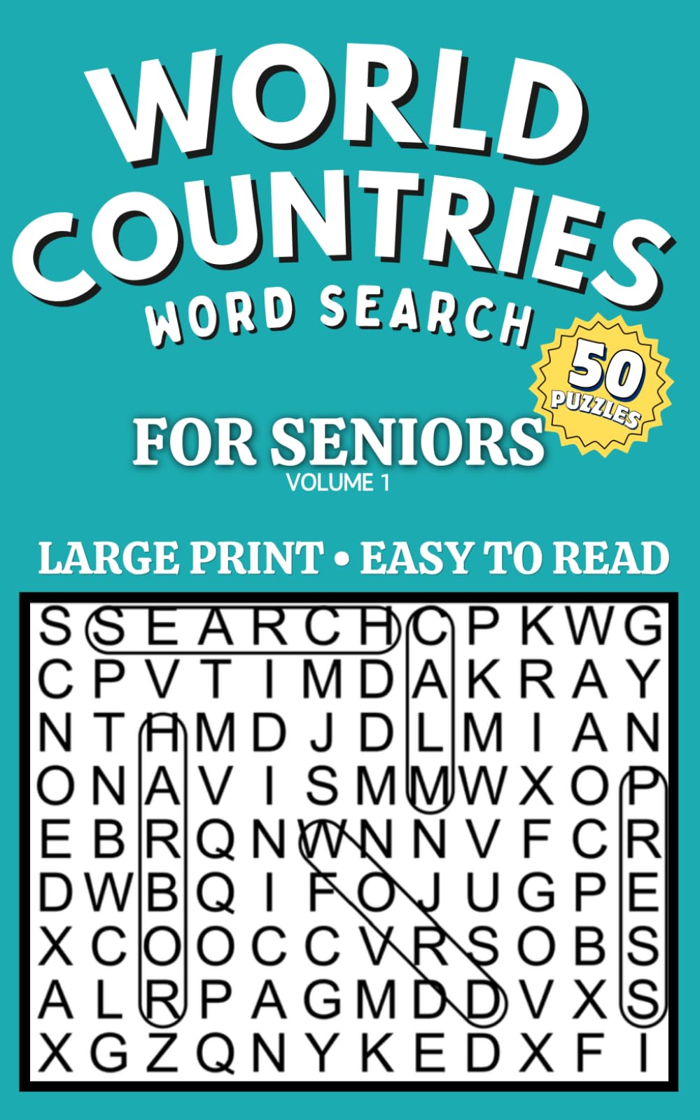 World Countries Word Search: Large Print Easy Puzzles for Seniors