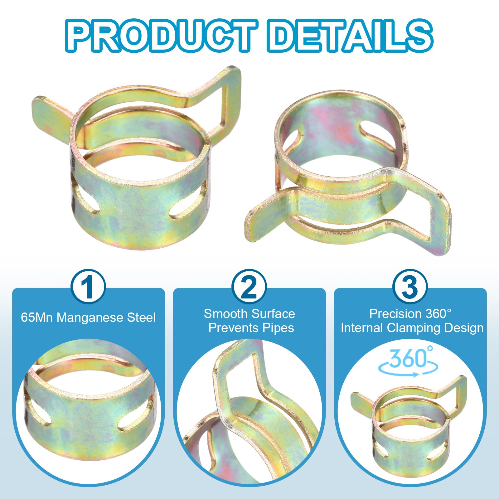 PATIKIL Spring Band Hose Clamps for 14.5-15.2mm OD Hose - Image 3