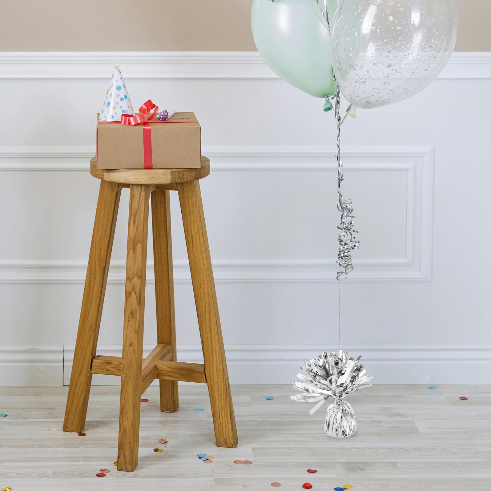VICASKY 6 Stück Silberne Ballongewichte für Hochzeit und Party Schweres Pet und Zement Material Einfach zu Befestigen Elegantes Design für Langfristige Nutzung