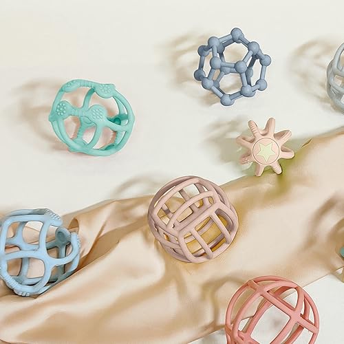 Miniatura 7 de Juguetes de dentición para bebés, silicona de grado alimenticio, sin BPA, juguetes de silicona para masticar bebés para calmar las encías del bebé,