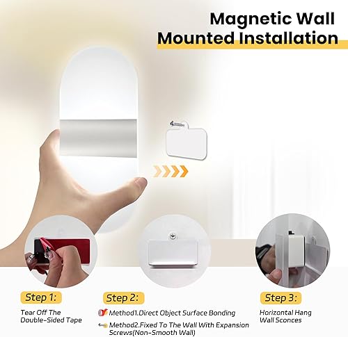 Miniatura 6 de Modernos apliques de pared, 2 lámparas de pared LED acrílicas para sala de estar, dormitorio, pasillo, funciona con pilas USB recargable, luz