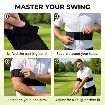 Slider Golf Training Aid, Golf Swing Trainer, Golf Swing Training Aid, Swing Sync Golf Trainer, Swing Correcting Adjustable Arm Band, for Swing Correcting Improve Swing Stability, Unisex